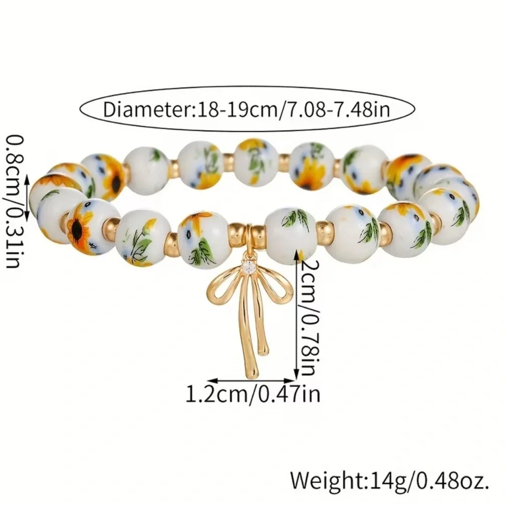 NEW Elegant Gold and Blue Floral Bracelet. Cute Trendy Bracelet 💙  A9-285